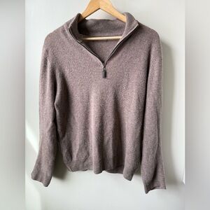 100% Cashmere‎ Quarter Zip Sweater Quiet Luxury Brown Neutral Preppy Academia M